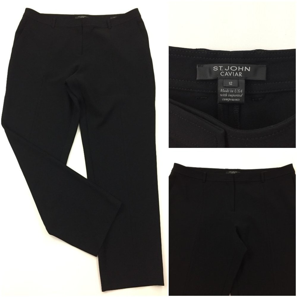 ST JOHN CAVIAR Jennifer Tapered Leg Dress Pants